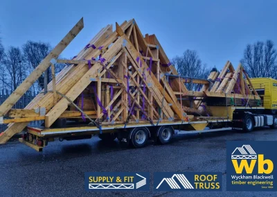 A Wyckham Blackwell lorry with Roof Trusses ready for delivery.