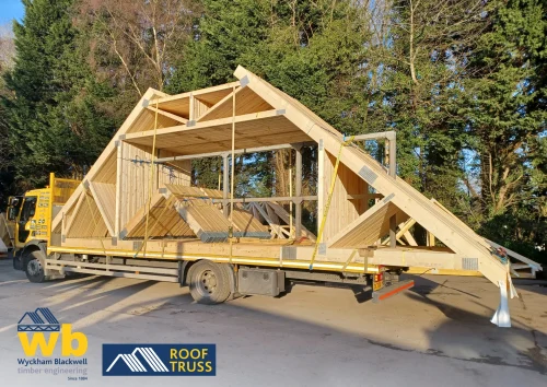 Timber Roof Trusses on a Wyckham Blackwell lorry