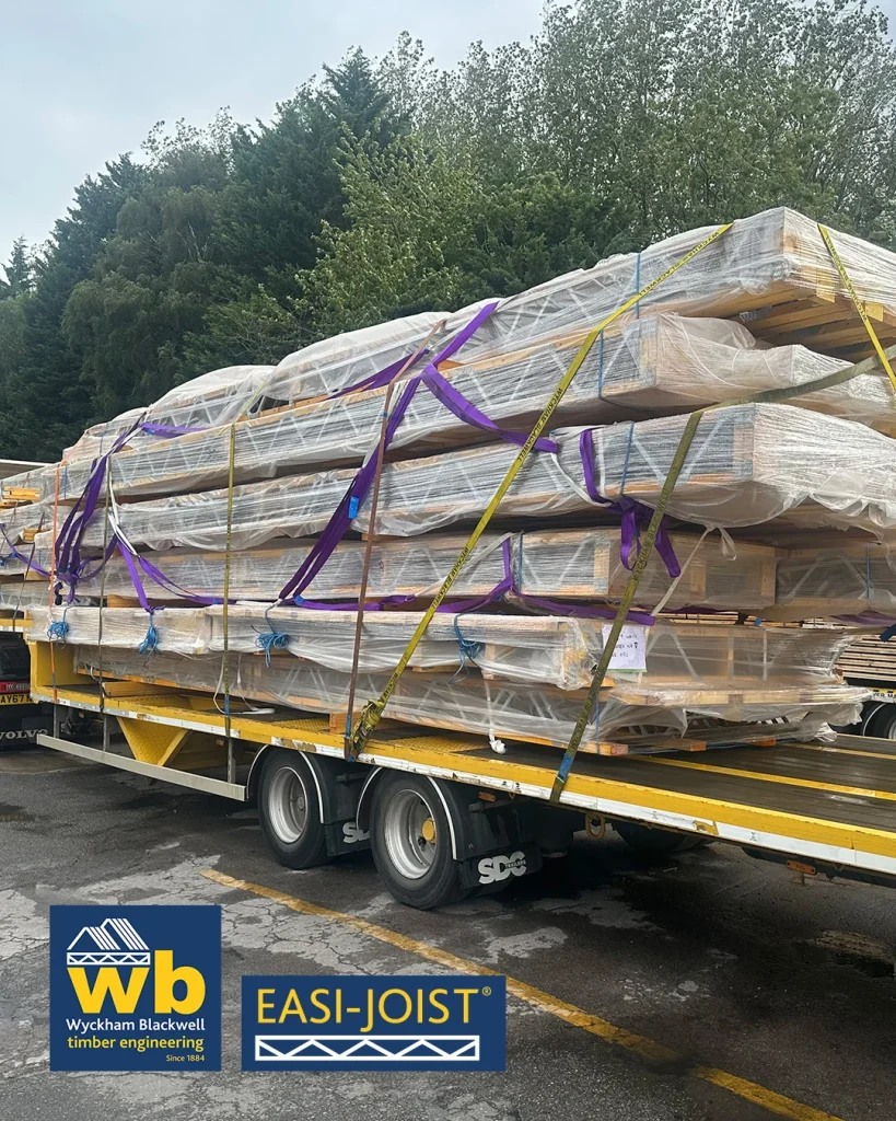 Wyckham Blackwell flatbed lorry with Easi Joists loaded on the back