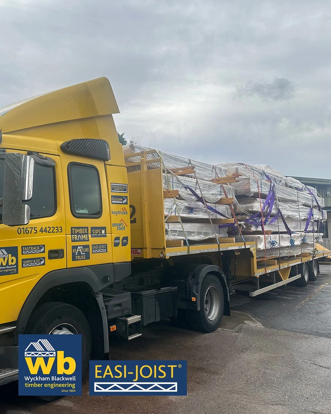 Wyckham Blackwell flatbed lorry with Easi Joists loaded on the back
