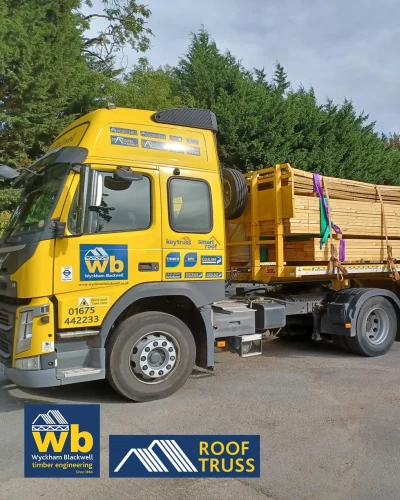 A full load of 9M Attic Trusses, loaded and ready for delivery to a new House Project in Coventry.